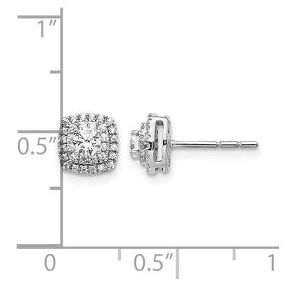 14k White Gold Real Diamond Halo Post Earrings