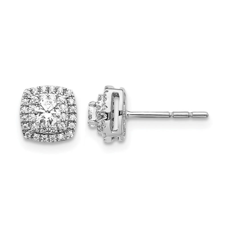 14k White Gold Real Diamond Halo Post Earrings