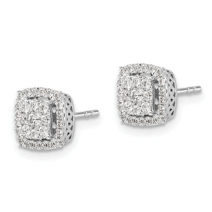 14k White Gold 1/2 Ct. Lab Grown Diamond VS/SI+ G+ Double Halo Post Earrings