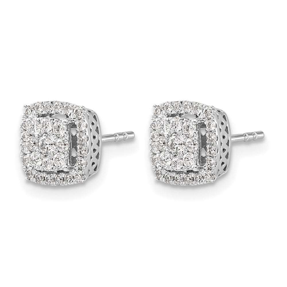 14k White Gold Real Diamond Post Earrings