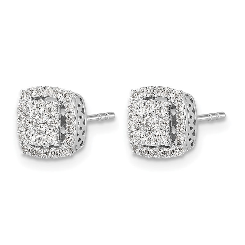 14k White Gold Real Diamond Post Earrings