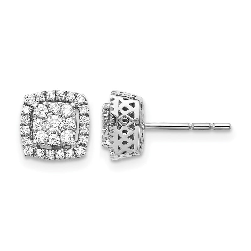 14k White Gold Real Diamond Post Earrings