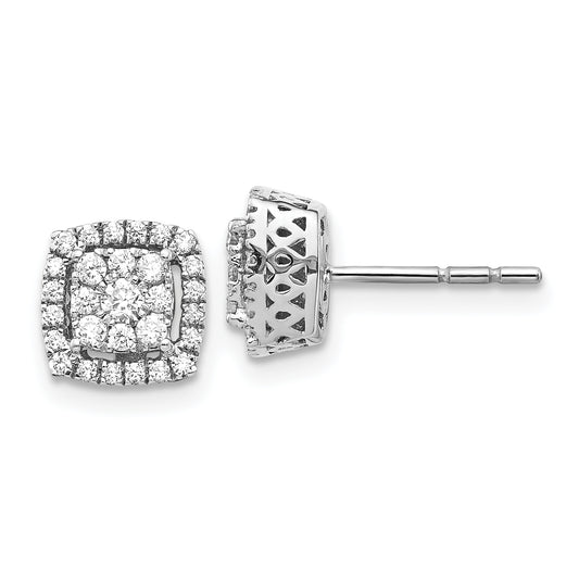 14k White Gold 1/2 Ct. Lab Grown Diamond VS/SI+ G+ Double Halo Post Earrings