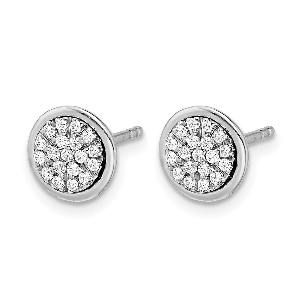 14k White Gold Real Diamond Cluster Post Earrings