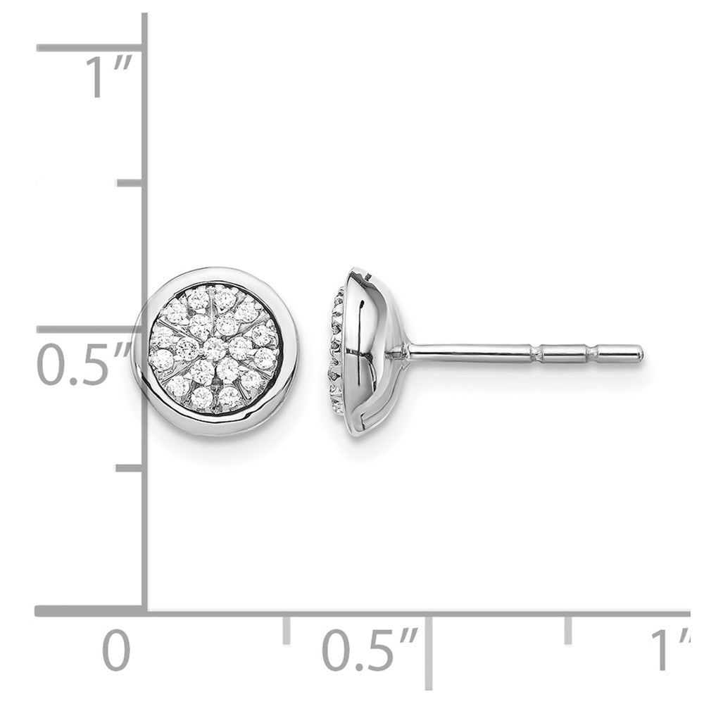 14k White Gold Real Diamond Cluster Post Earrings