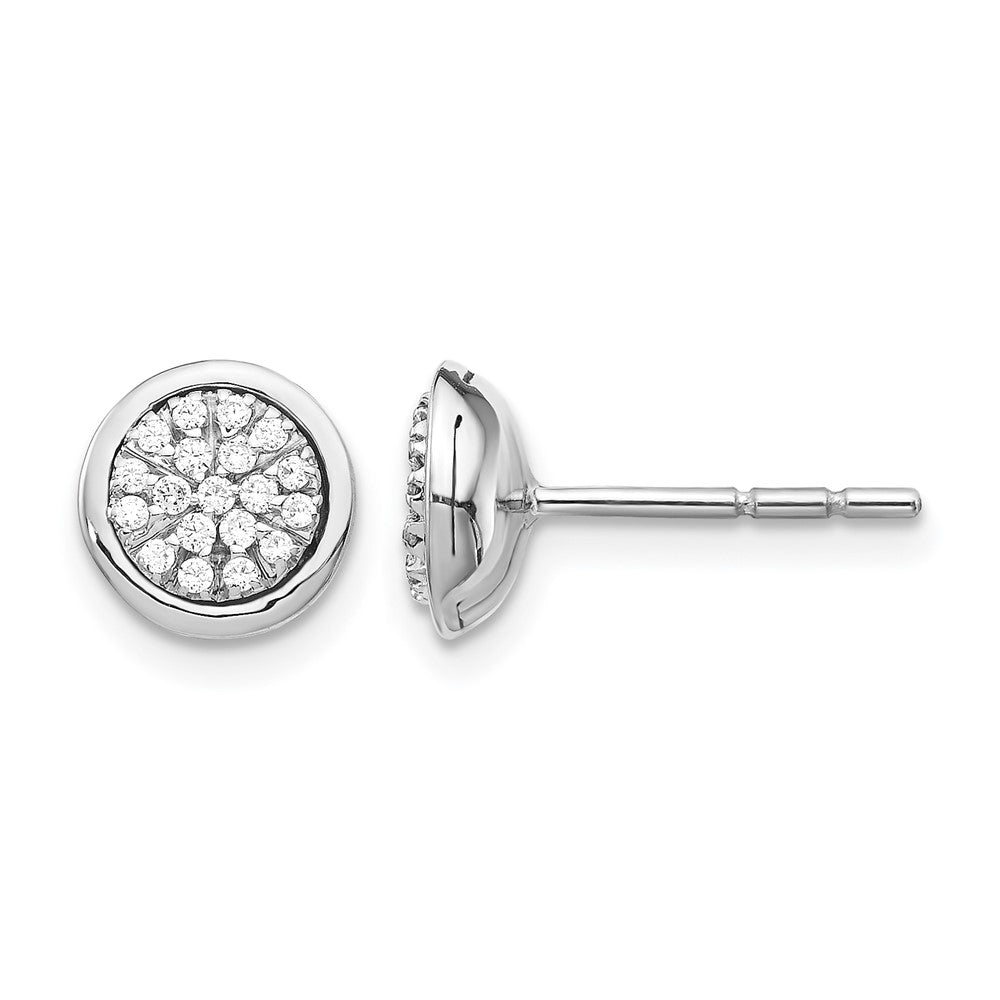 14k White Gold Real Diamond Cluster Post Earrings