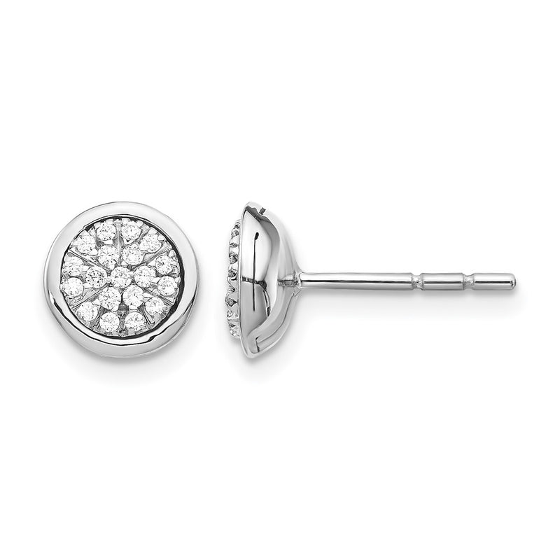 14k White Gold Real Diamond Cluster Post Earrings