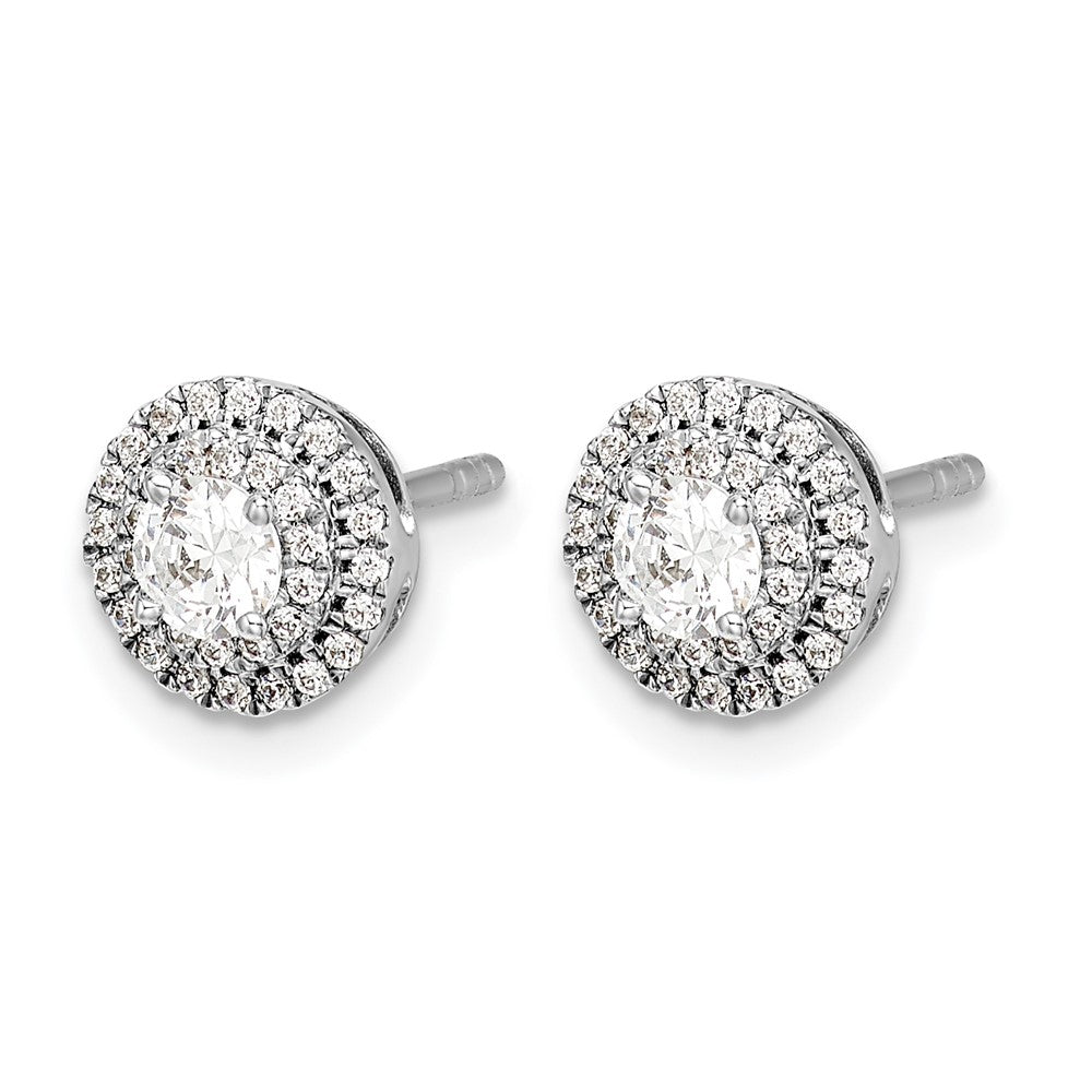 14k White Gold Real Diamond Cluster Post Earrings