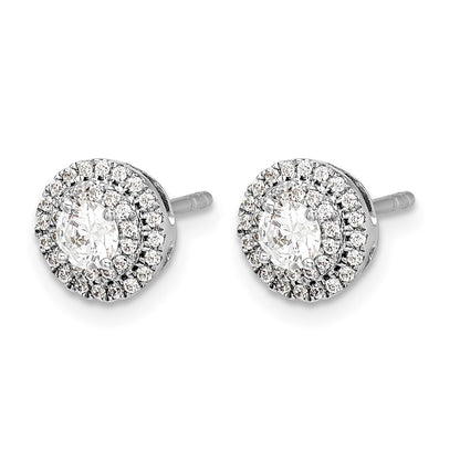 14k White Gold Real Diamond Cluster Post Earrings