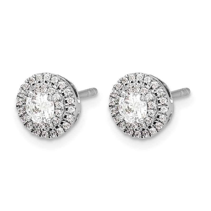 14k White Gold Real Diamond Cluster Post Earrings