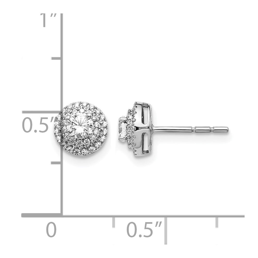 14k White Gold Real Diamond Cluster Post Earrings