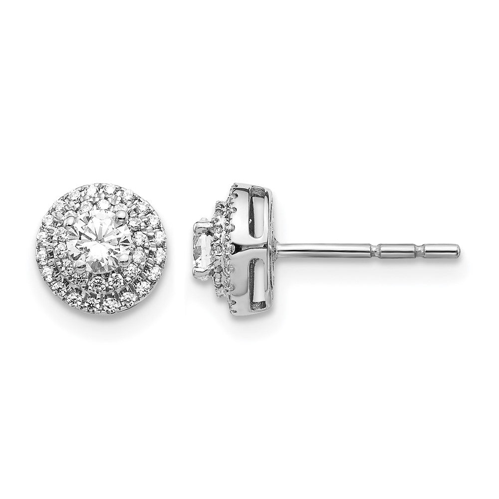 14k White Gold Real Diamond Cluster Post Earrings