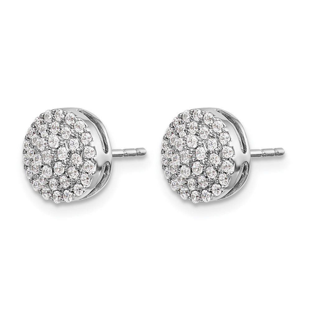 14k White Gold Real Diamond Round Cluster Post Earrings