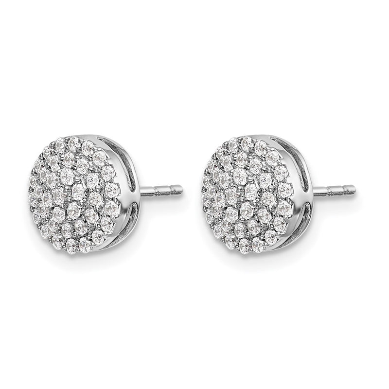 14k White Gold Real Diamond Round Cluster Post Earrings