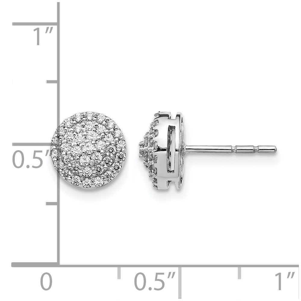 14k White Gold Real Diamond Round Cluster Post Earrings