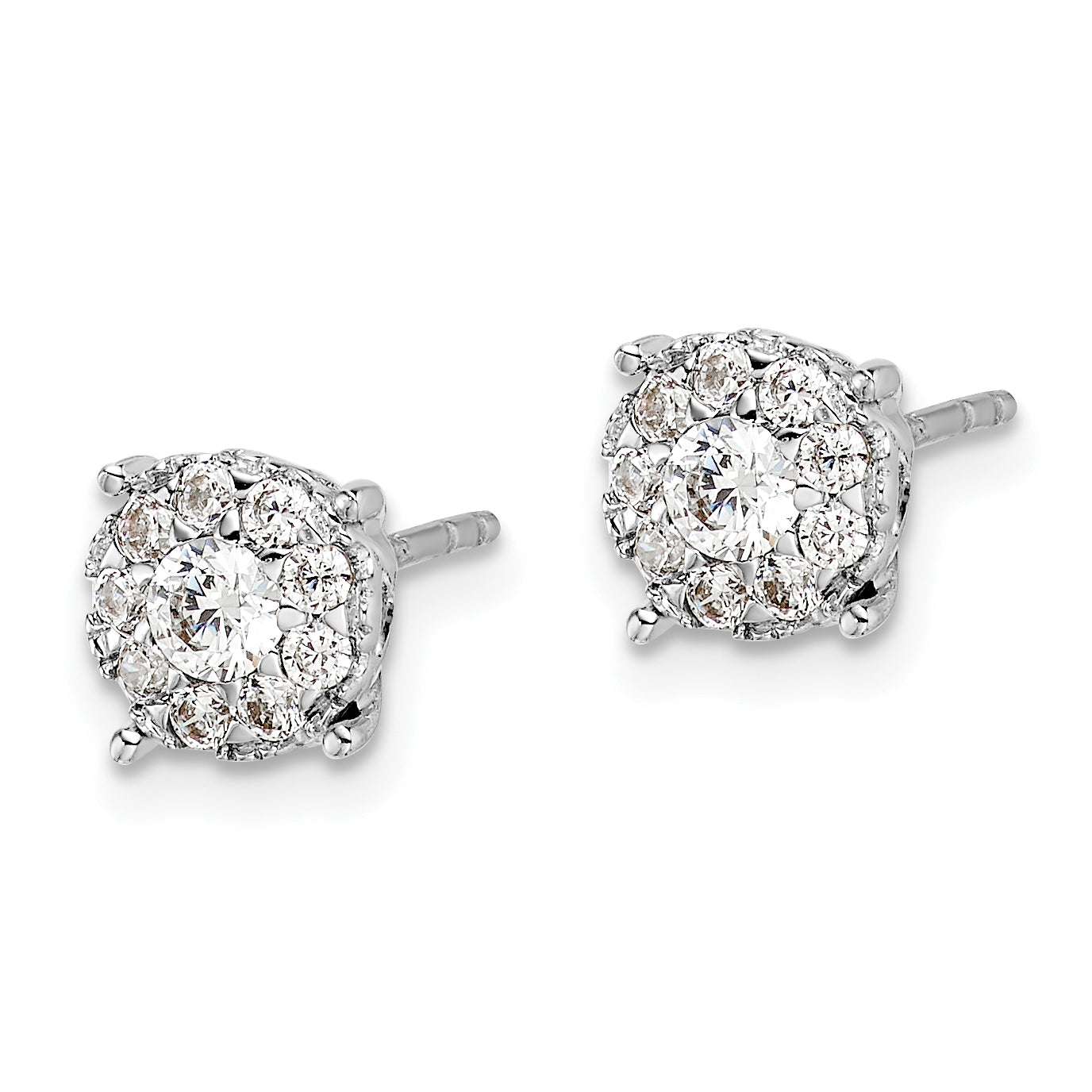 14K White Gold 1 Carat Lab Grown Diamond Vs/Si+ G+ Halo Post Earrings