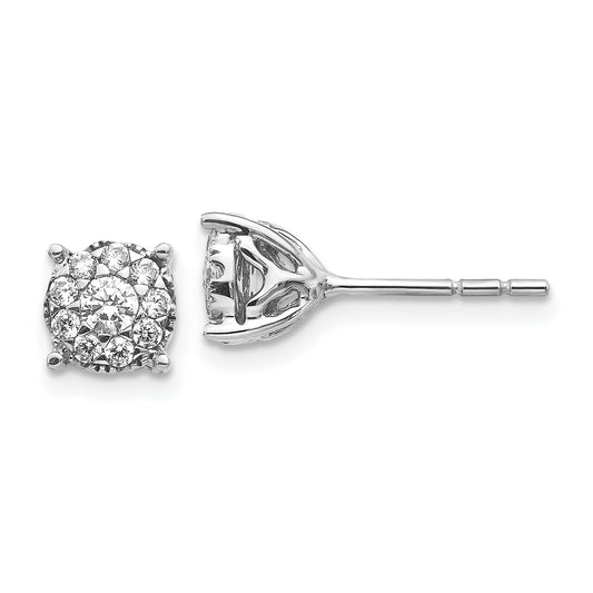 14K White Gold 1 Carat Lab Grown Diamond Vs/Si+ G+ Halo Post Earrings