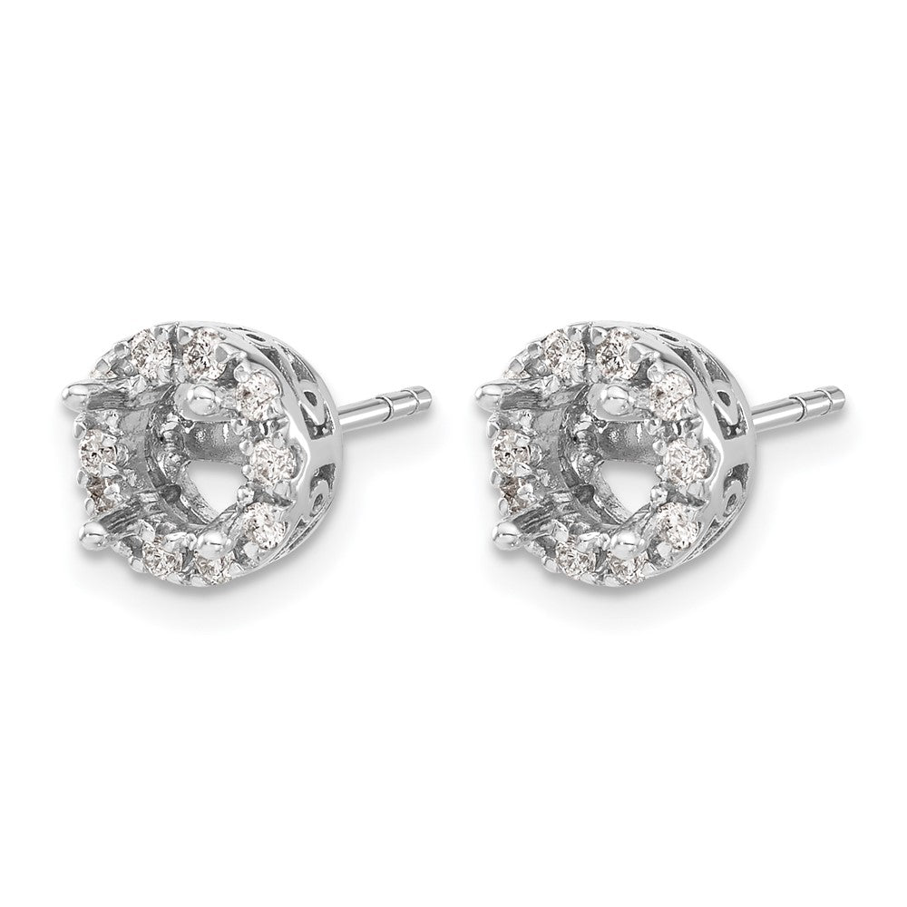 14k White Gold Real Diamond Semi-mount Stud Earrings