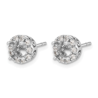 14k White Gold Real Diamond Semi-mount Stud Earrings