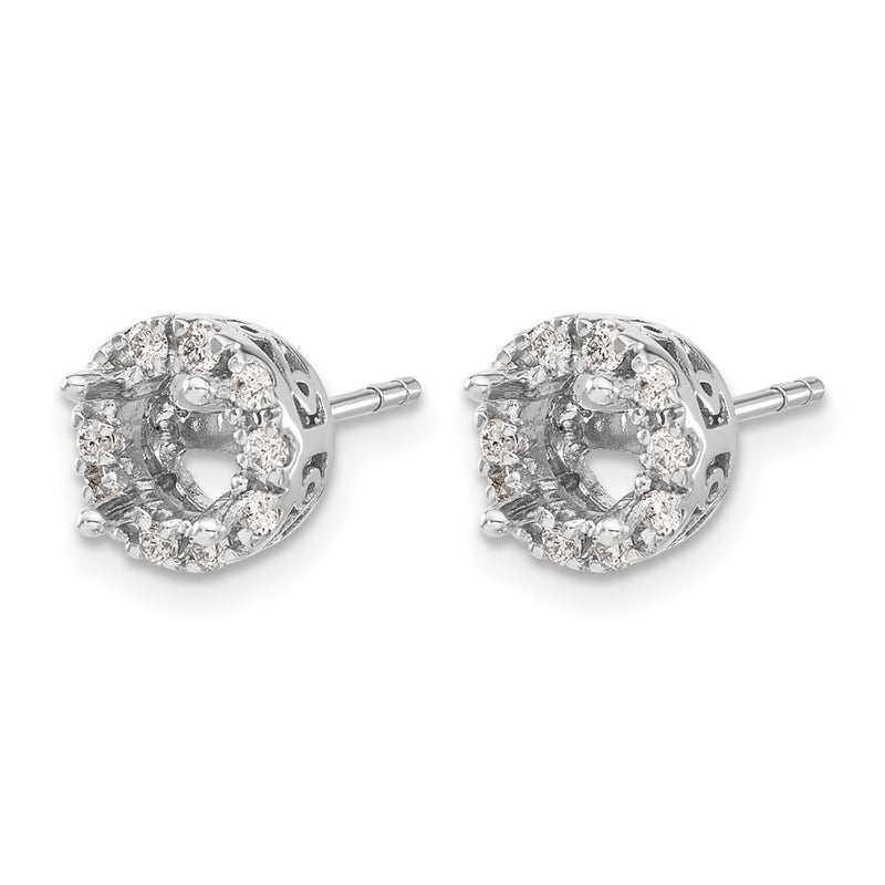 14k White Gold Real Diamond Semi-mount Stud Earrings