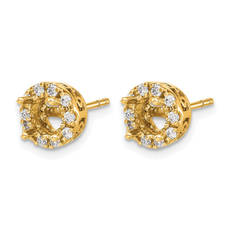 14k Yellow Gold Real Diamond Semi-mount Stud Earrings