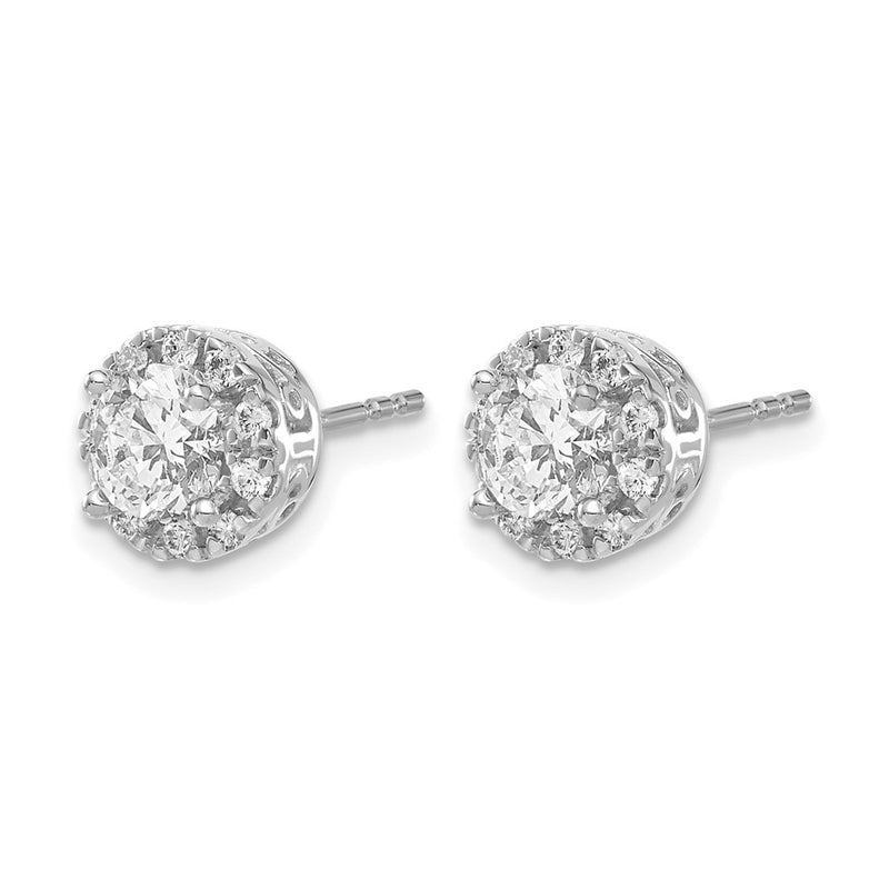14k White Gold Real Diamond Semi-mount Stud Earrings