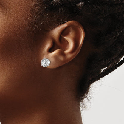 14k White Gold 1 Ct. Lab Grown Diamond VS/SI+ G+ Halo Post Earrings