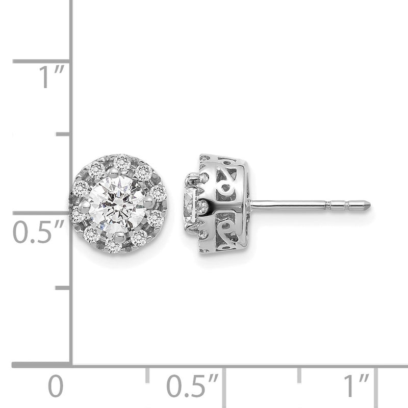 14k White Gold Real Diamond Semi-mount Stud Earrings