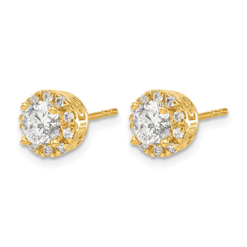 14k Yellow Gold Real Diamond Semi-mount Stud Earrings