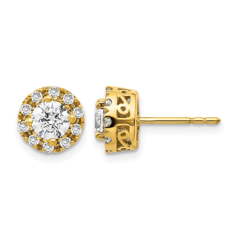 14k Yellow Gold Real Diamond Semi-mount Stud Earrings