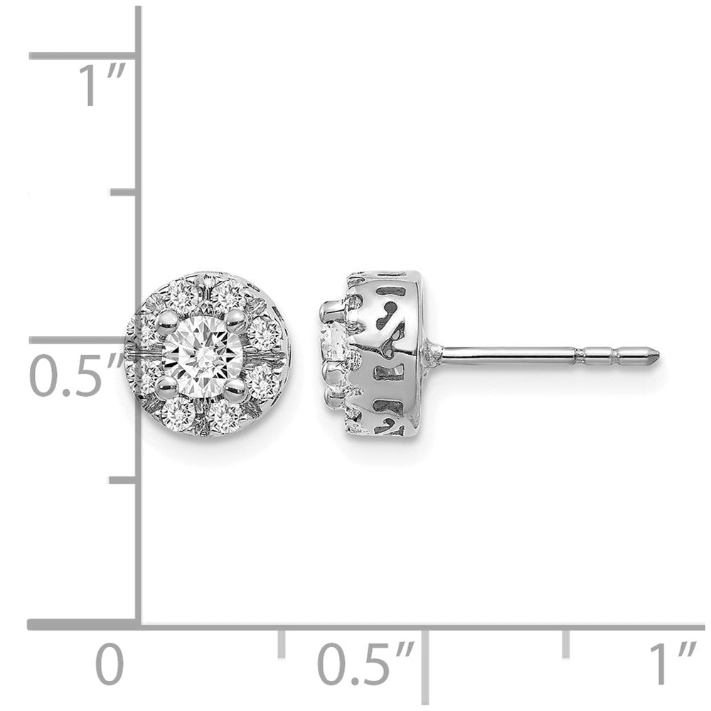 14k White Gold Real Diamond Semi-mount Stud Earrings