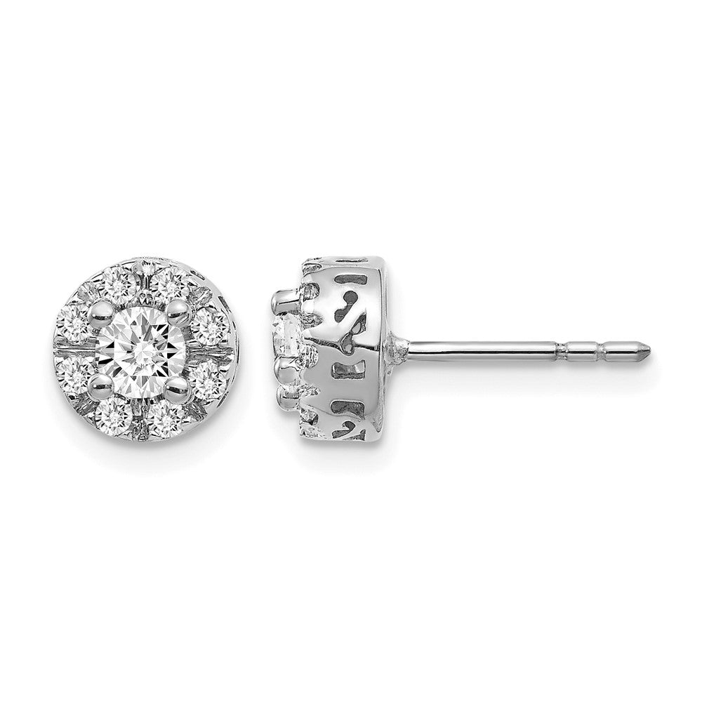 14k White Gold Real Diamond Semi-mount Stud Earrings