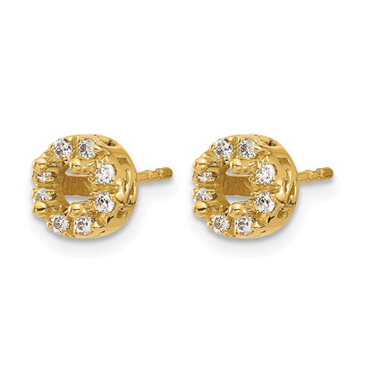 14k Yellow Gold Real Diamond Semi-mount Stud Earrings