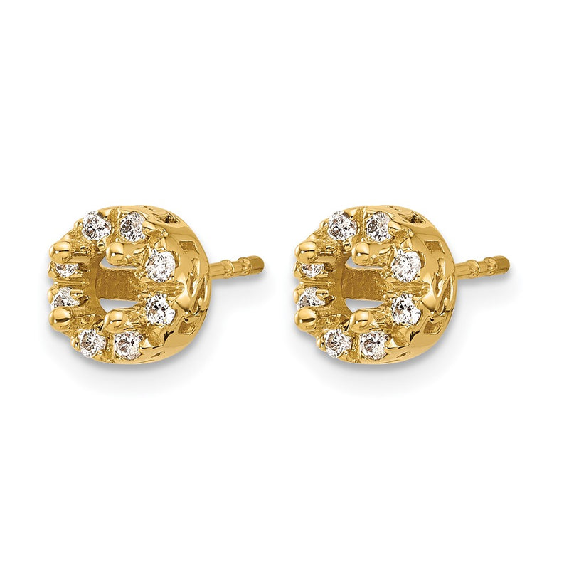 14k Yellow Gold Real Diamond Semi-mount Stud Earrings