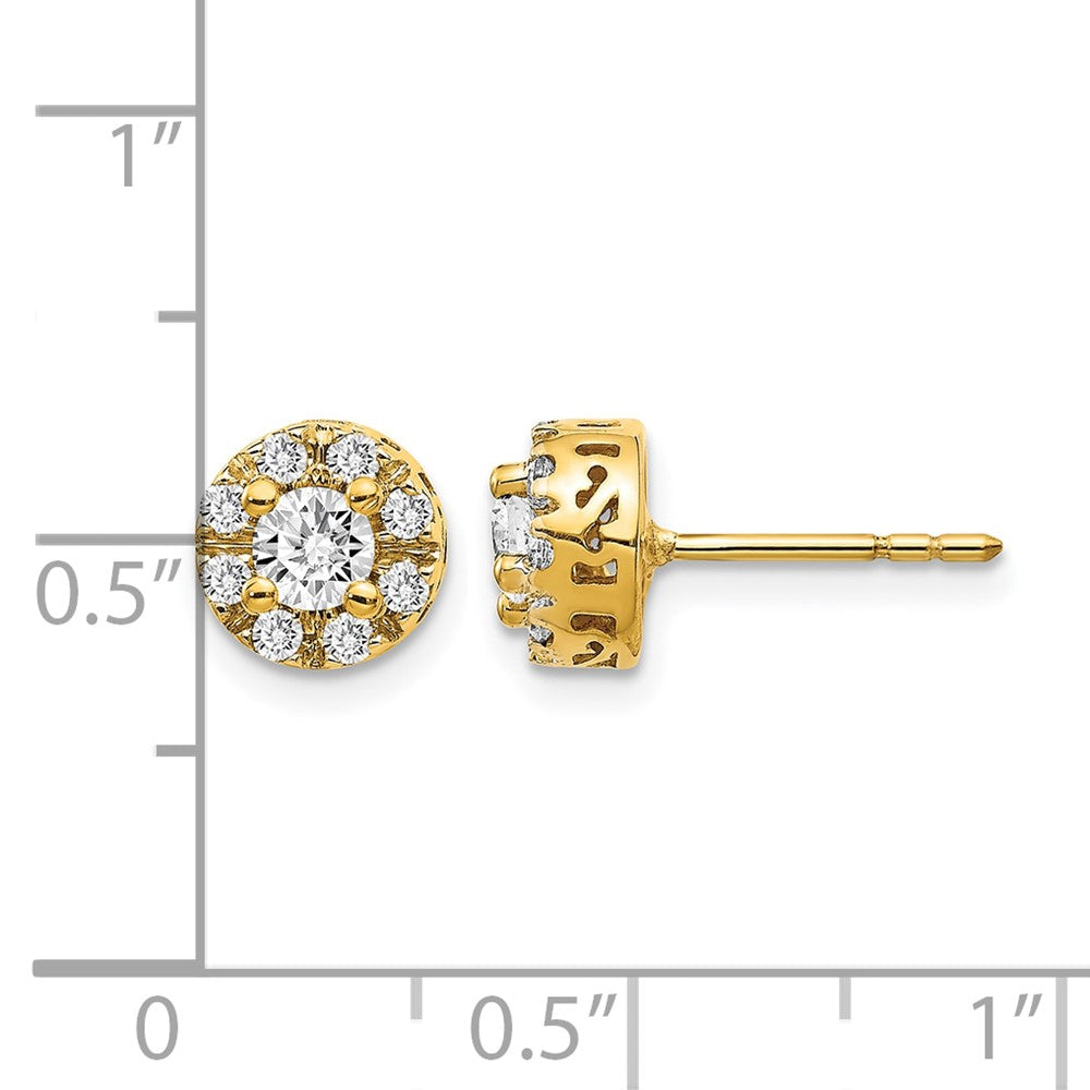 14k Yellow Gold Real Diamond Semi-mount Stud Earrings