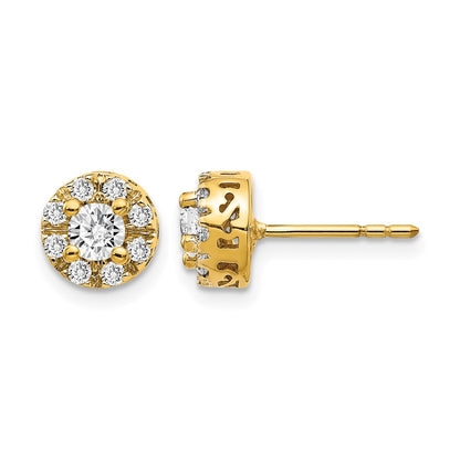 14k Yellow Gold Real Diamond Semi-mount Stud Earrings