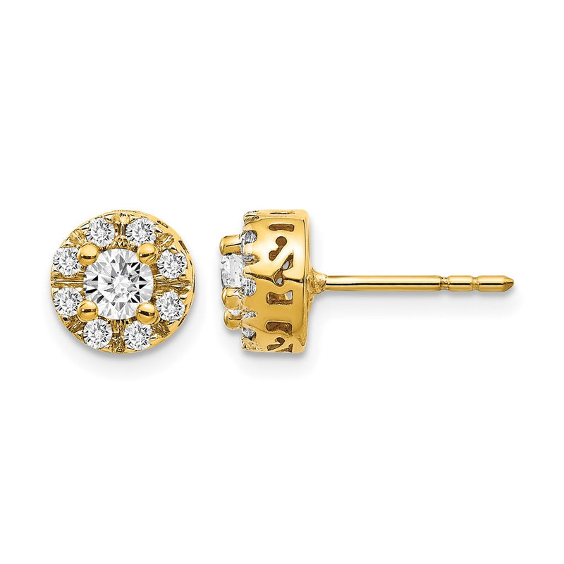 14k Yellow Gold Real Diamond Semi-mount Stud Earrings