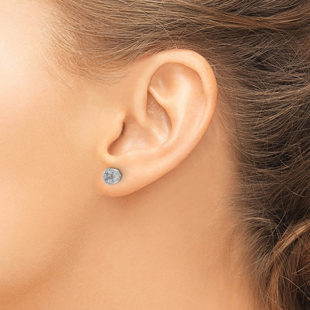 10K White Gold Diamond Semi-Mount Stud Earrings