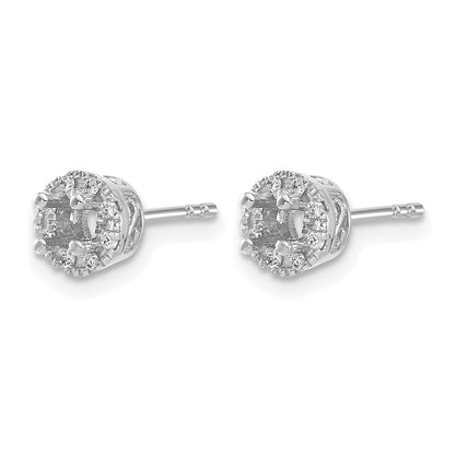14k White Gold Real Diamond Semi-mount Stud Earrings