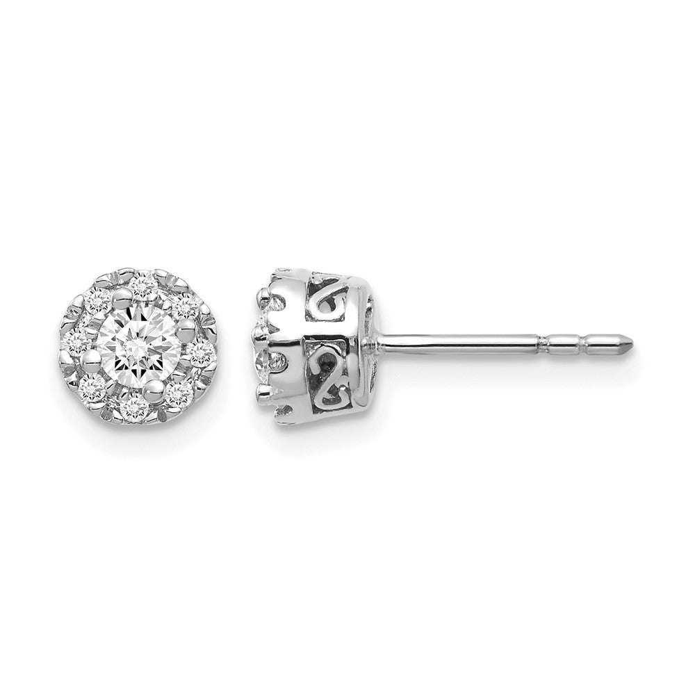 14k White Gold Real Diamond Semi-mount Stud Earrings