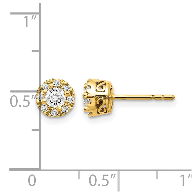 14k Yellow Gold Real Diamond Semi-mount Stud Earrings