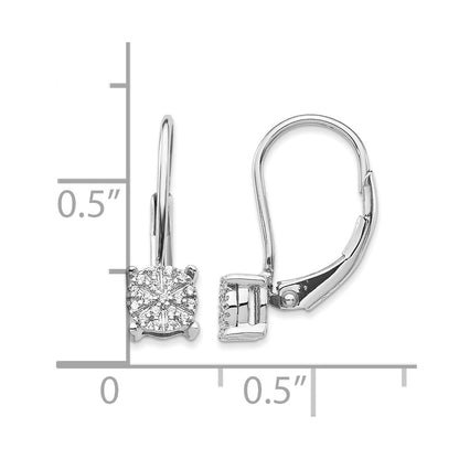 14k White Gold Real Diamond Cluster Leverback Earrings