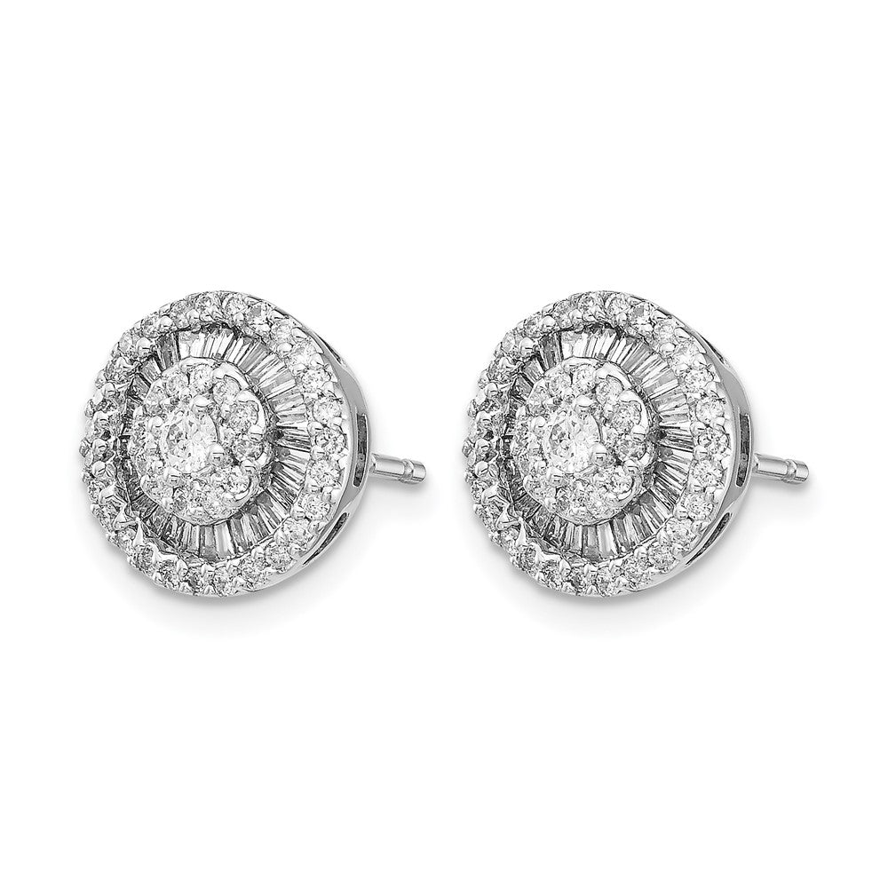 14k White Gold Real Diamond Cluster Post Earrings