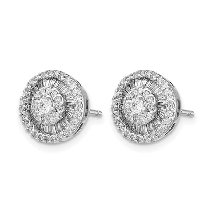 14k White Gold Real Diamond Cluster Post Earrings