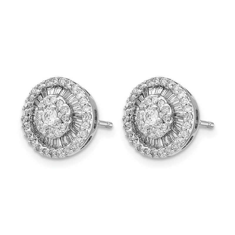 14k White Gold Real Diamond Cluster Post Earrings