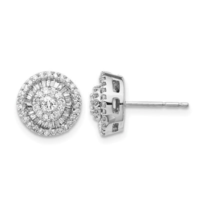14k White Gold Real Diamond Cluster Post Earrings