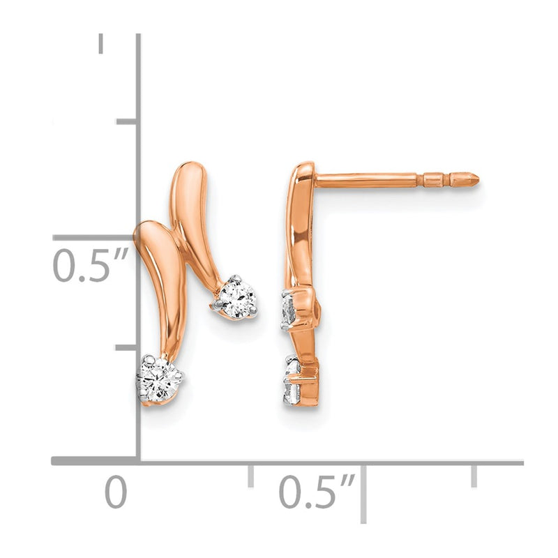 14k Rose Gold Real Diamond Earrings