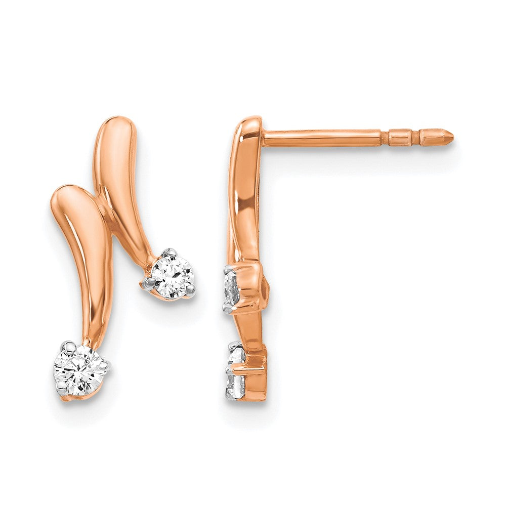 14k Rose Gold Real Diamond Earrings