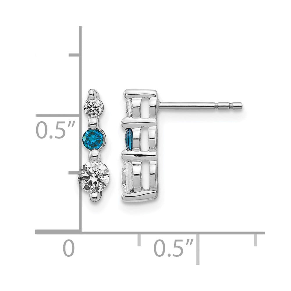 14k White Gold Blue/White Real Diamond Earrings