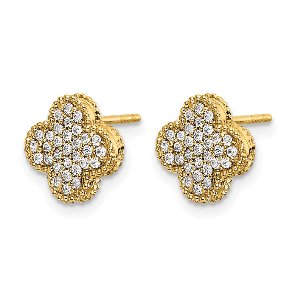 14k Yellow Gold 1/3 Ct. Lab Grown Diamond VS/SI+ G+ Quatrefoil Post Earrings